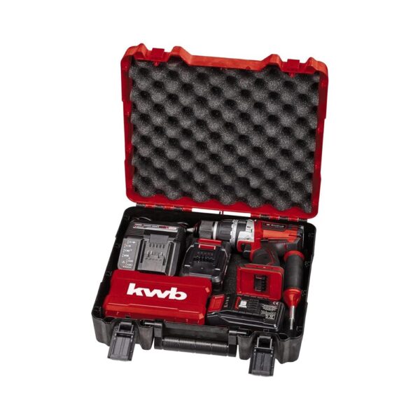 Einhell TP-CD 18/60 Li- i BL 18V Cordless Impact Drill With 2 x Batteries And Charger & 39 Piece Drill Bit Set - Red - Image 5