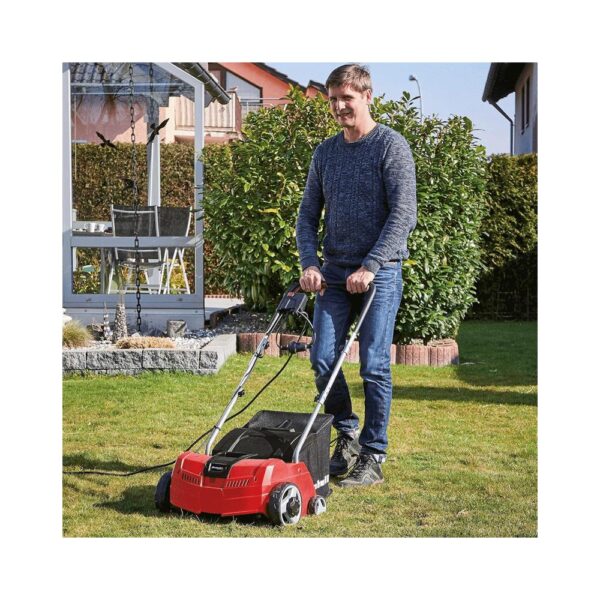 Einhell Electric Lawn Scarifier And Aerator 1200W 28 Litres Catch Bag 10m Cord - Red/Black - Image 2