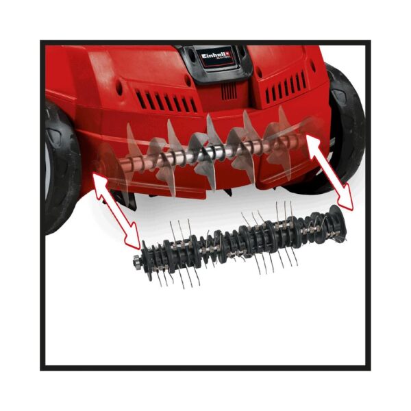 Einhell Electric Lawn Scarifier And Aerator 1200W 28 Litres Catch Bag 10m Cord - Red/Black - Image 5