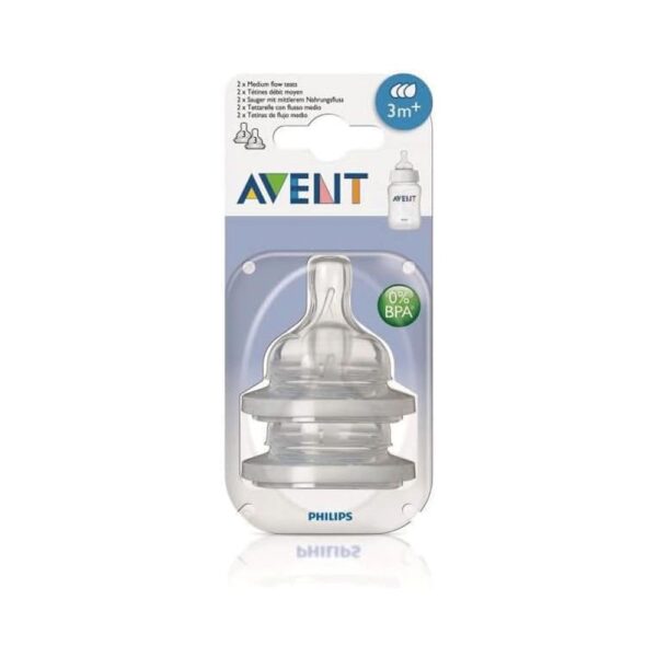 Philips Avent Classic+ Anti-Colic Medium Flow Teats Silicone 3+ Months - 2 Pack - Image 2