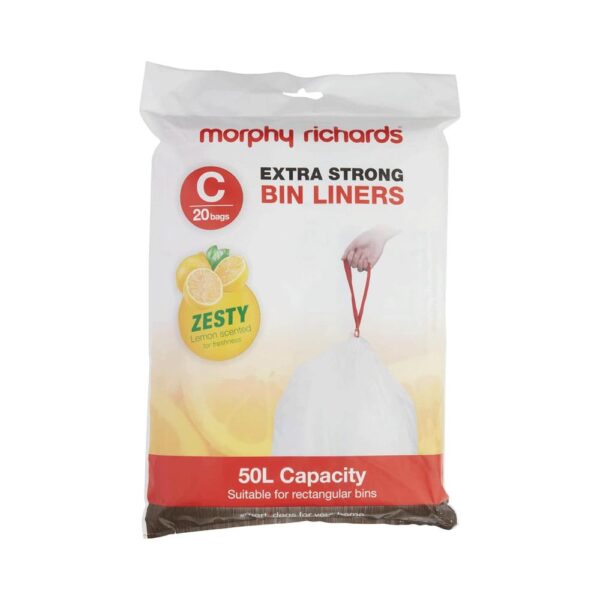 Morphy Richards Extra Strong Bin Liners Lemon Scented 50 Litre C 20 Bags - White