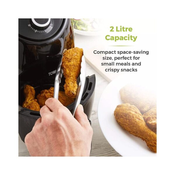 Tower Vortx Compact Manual Air Fryer 2 Litre With Rapid Air Circulation 1000W - Black - Image 8