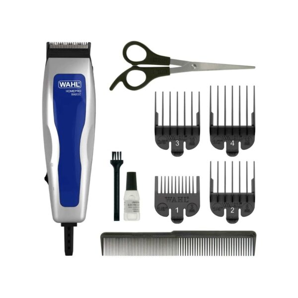 Wahl HomePro Basic Corded Hair Clipper With 4 Attachment Combs Kit - Blue/Silver