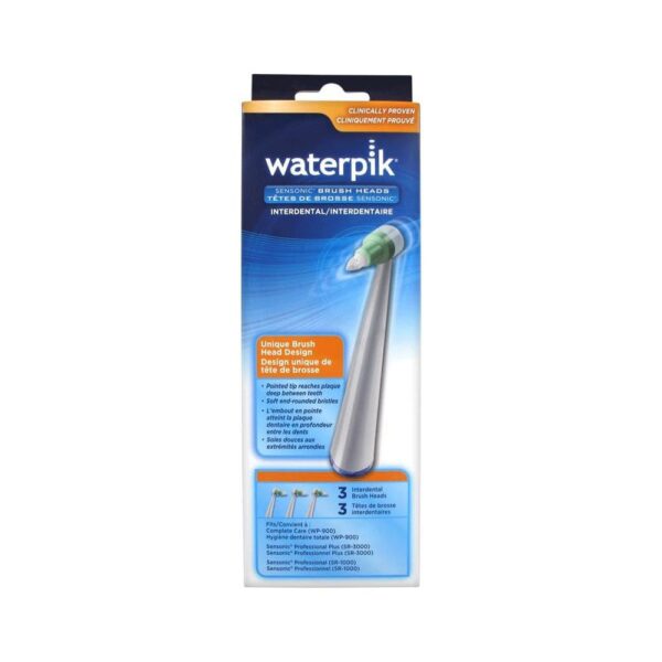 Waterpik Interdental Replacement 3 Brush Heads For Sensonic SR-1000 And SR-3000 Toothbrushes - White