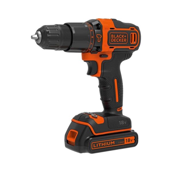 Black & Decker 18V Hammer Drill And Impact Driver With 2 x 1.5Ah Batteries 400mA Charger & Small Soft Bag Kit - Orange/Black - Image 2